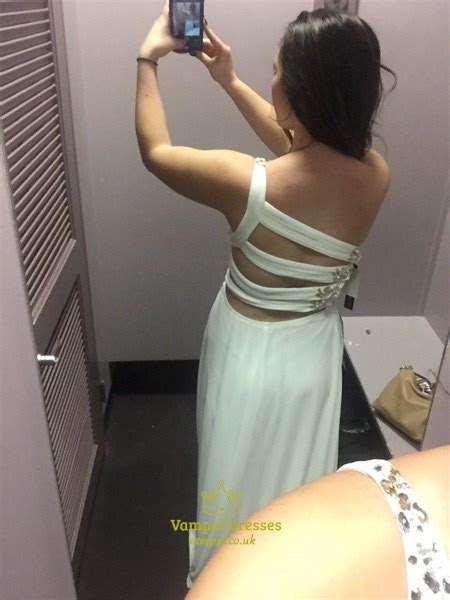 white one shoulder ruched beaded long chiffon prom dress vampal dresses