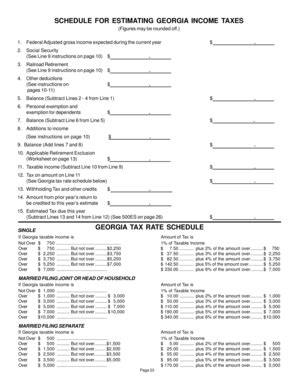 Fillable Online Georgia tax rate schedule schedule for estimating georgia income Fax Email Print ...