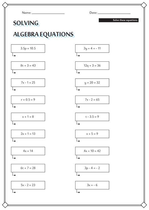 Free Worksheets For Linear Equations Pre Algebra Algebra 1 Algebra