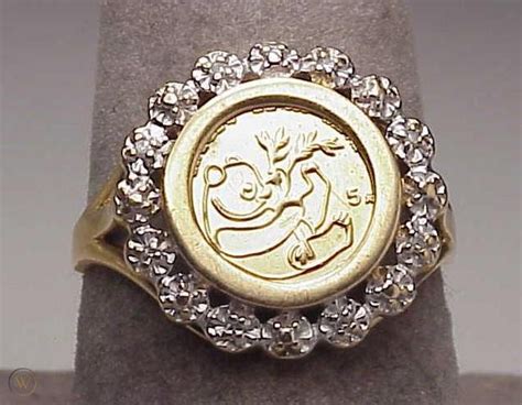 Two Tone 14k Gold Diamond Panda Bear Coin Ring Nr 35613937
