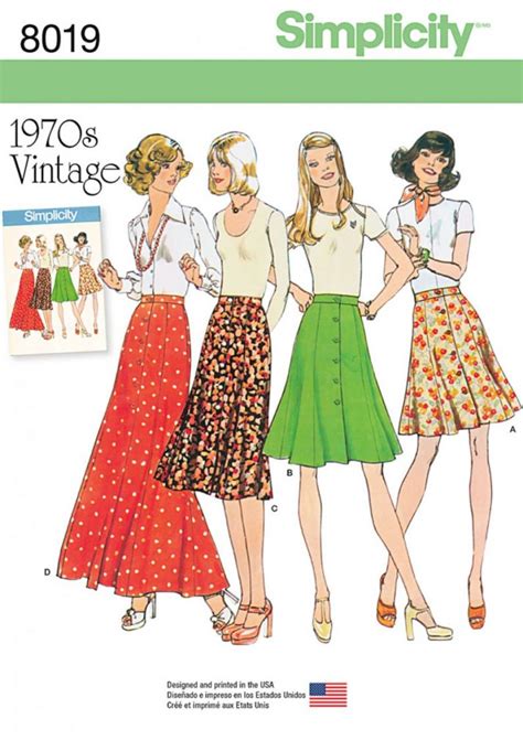Simplicity Sewing Pattern 8019 U5 Misses Vintage 1970s Skirts