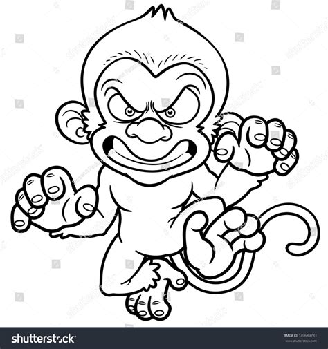 Vector Illustration Cartoon Angry Monkey Coloring Stock Vector