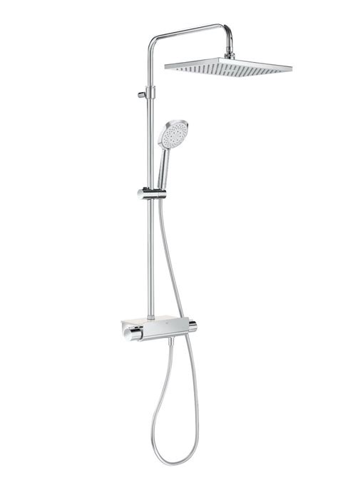 Silver Stainless Steel Roca Square Thermostatic Shower Column For In