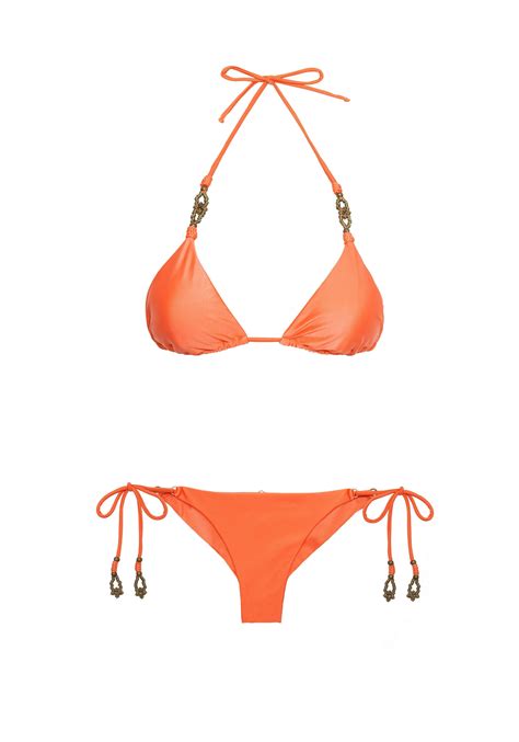 Bright Peach Triangle Bikini Bikinis Bikini Design Triangle Bikini