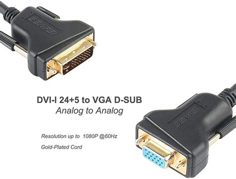 Dvi I To Vga Adapter Benfei Dvi 245 To Vga Male To Female Adapter