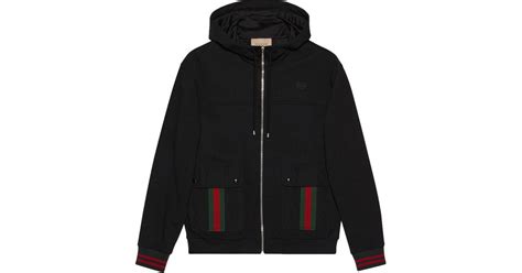 Gucci Web Detail Cotton Hoodie In Black For Men Lyst