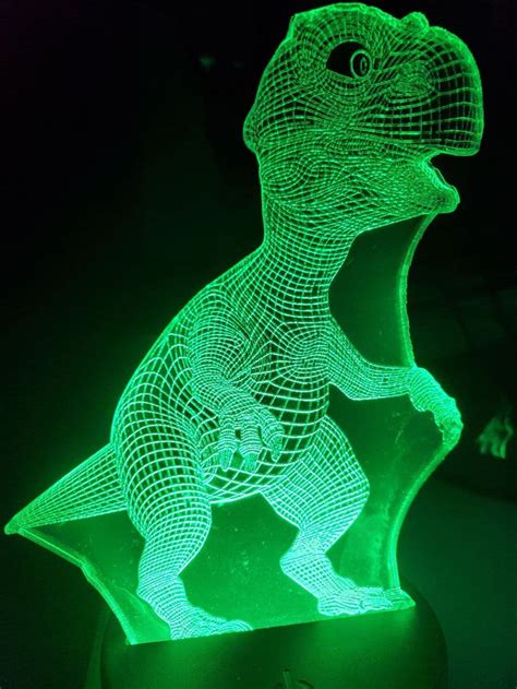 Dinosaur 3d Illusion Lamp 16 Color Changing Led Night Light Etsy