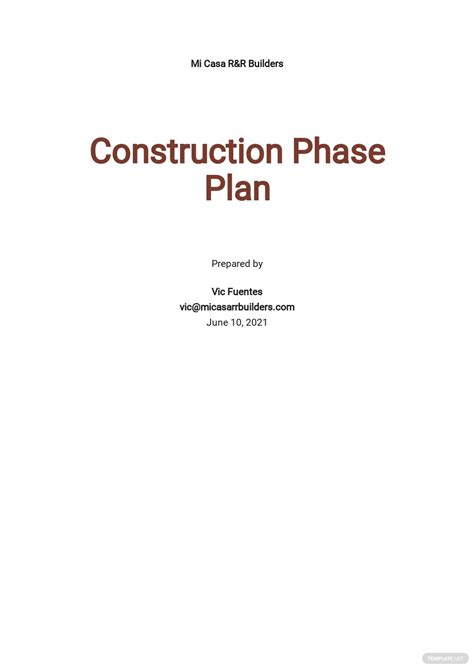 Free Construction Phase Plan Templates Edit And Download