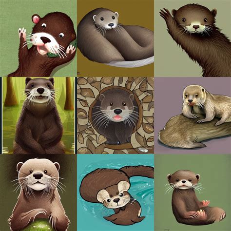 Cute Otter Ute Osterwalder Concept Art Digital Stable Diffusion