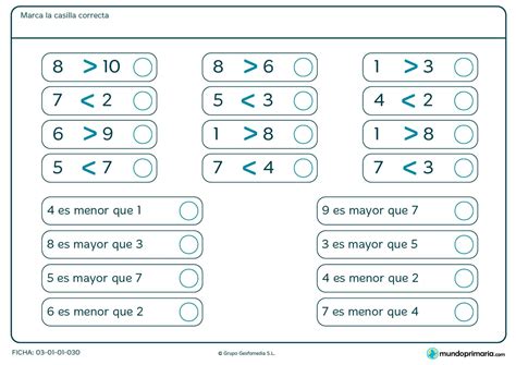 Ficha De Signos De Mayor Que O Menor Que Para Primaria Mundo Primaria