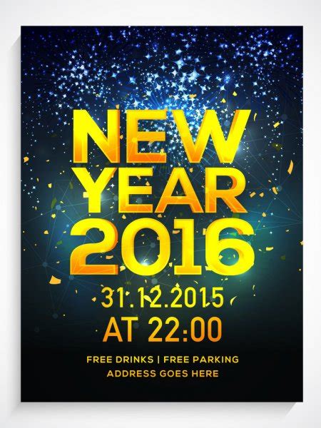 New Year Celebration Template Flyer Design Text 2019 Decorative Bauble