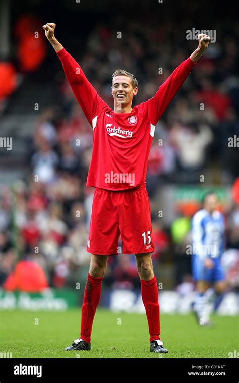 Liverpools Peter Crouch Celebrates His Long Awaited First Goal For