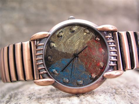 Multicolor Dial Copper Watch Wristwatch Stretch Band