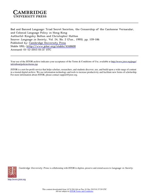 (PDF) Bad and banned language: Triad secret societies, the ...
