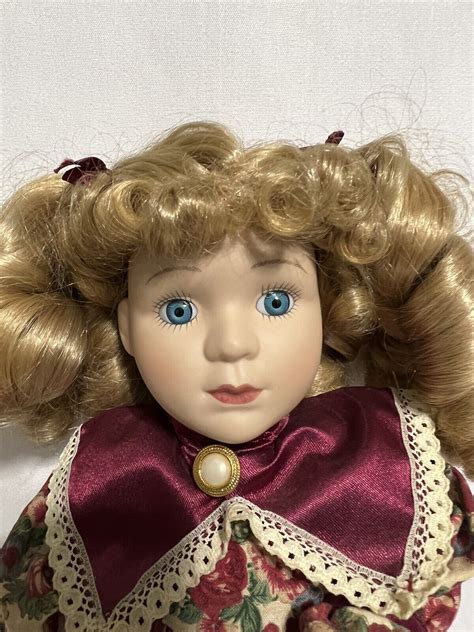 Vintage Soft Expressions Bisque Porcelain Doll Floral Dress Blonde Hair Blue Eye Ebay