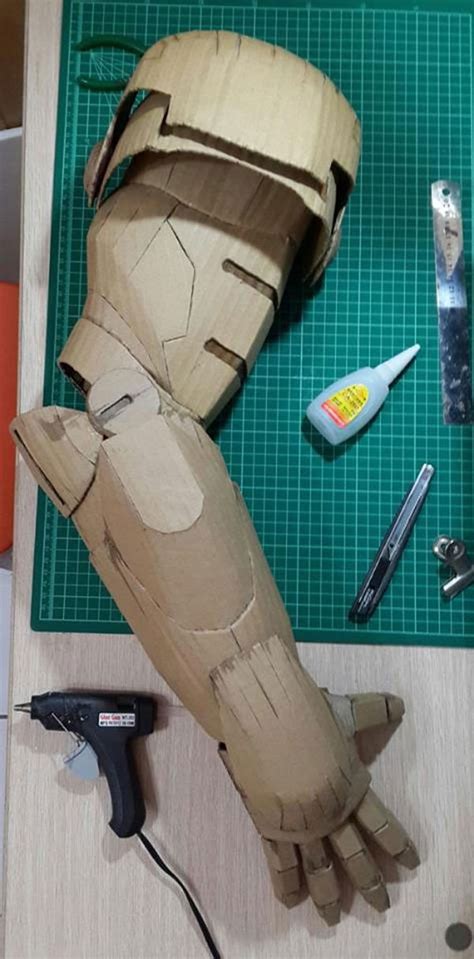Iron man hand diy with cereal box (pdf template). Cardboard Iron Man Suit With Working Lights! This Is ...