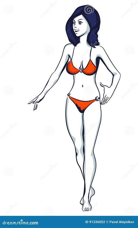 Woman Bikini Walked Vector Image Stock Vector Illustration Of Beauty