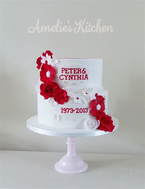 Ruby Wedding Anniversary Cake Decorated Cake By Helen CakesDecor