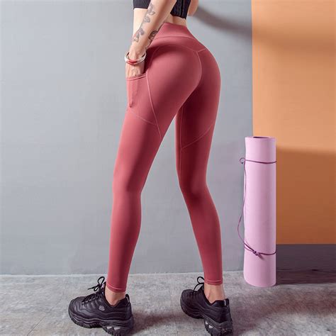 Peach Lift Hip Pocket Yoga Pants Stretch Tight Running Pants High Waist Gym Pants China Women