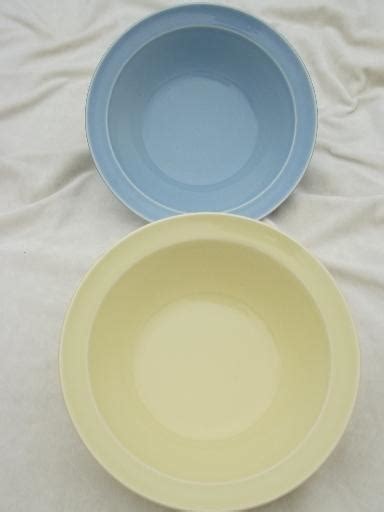 Vintage Lu Ray Pastels Pottery Blue And Yellow Vegetable Serving Bowls