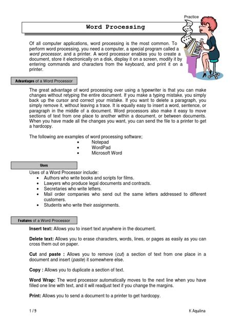 Word Processing Student Notes Pdf Word Processor Microsoft Word
