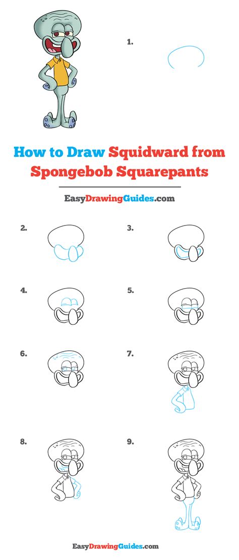 How To Draw Squidward From Spongebob Squarepants Really Easy Drawing