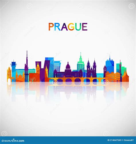 Prague Skyline Silhouette In Colorful Geometric Style Stock Vector