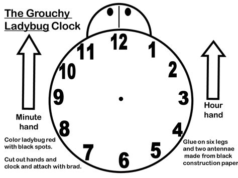 12 Best Images Of Clock Cut Out Worksheet Grouchy Ladybug Clock