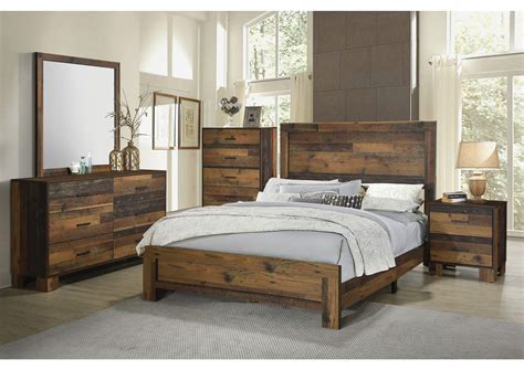 Sidney Rustic Pine 5 Piece Eastern King Bedroom Set Downtown Furniture Co