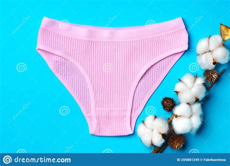 Cotton Flowers And Women S Panties On Color Paper Background Stock Image Image Of Glamour