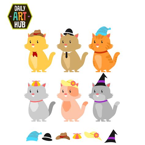 Cats In Cool Hats Clip Art Set Daily Art Hub Free Clip Art Everyday