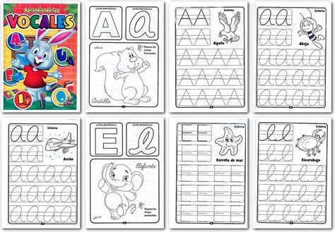 Cuadernillo de caligrafía para familiarizar a los niños con las vocales Fichas para aprender