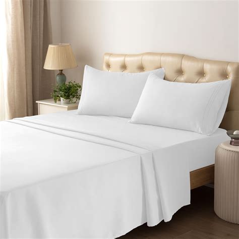 Hotel Collection Microfiber 4 Piece Bed Sheet Set Twin White Super
