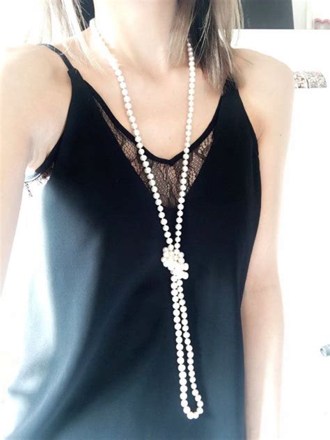 Very Long Pearl Necklace Genuine Freshwater Pearls Etsy Long Pearl Necklaces Real Pearl