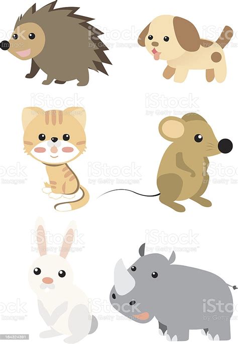 Mamífero Conjunto De Dibujos Animados De Seis Animales