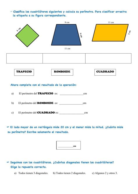 Ejercicio de Cuadriláteros y paralelogramos Teaching Jfk Worksheets