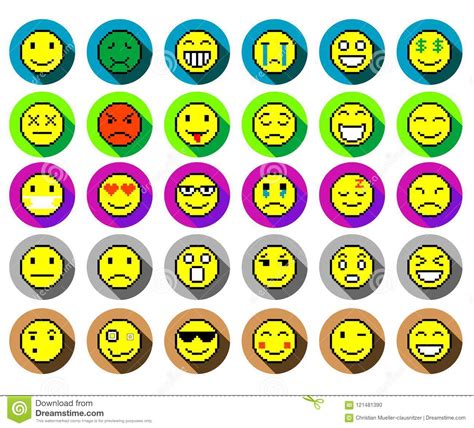 Set Of Different Emoticons Stock Vector Illustration Of Flat 121481390