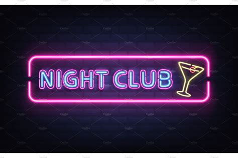Night Club Cocktail Bar Neon Vector Graphics ~ Creative Market