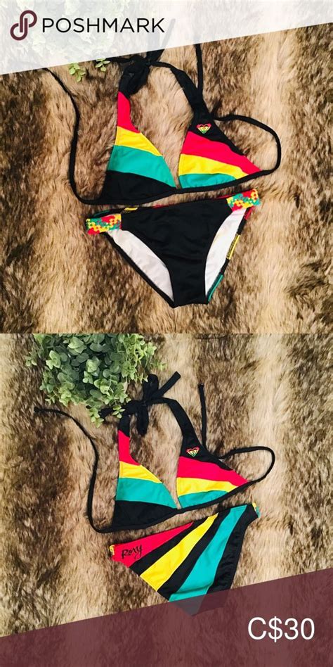Roxy Rasta Jamaica Style Swimsuit Bikini Resort Bikinis Rasta Colors