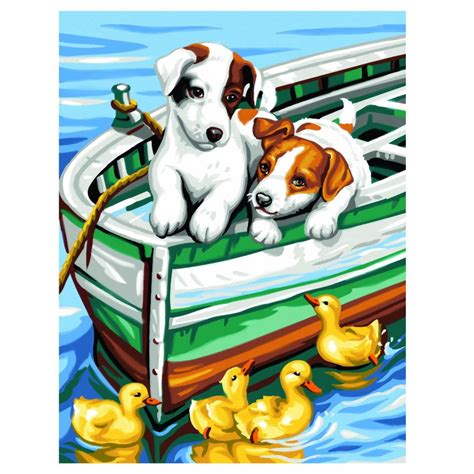 Junior Painting By Numbers Puppys And Ducks Paint Set 1332 Hobbies