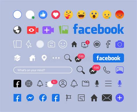 Facebook Button Icon Set Screen Social Media And Social Network