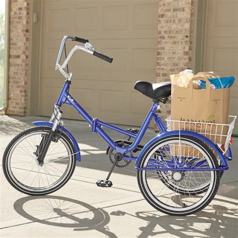 Deluxe Folding Adult Three Wheel Tricycle Bike With Basket 20 Zincera