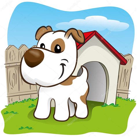 Ilustración Que Representa A Un Perro Mascota En El Patio