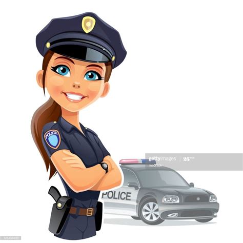 Illustration Of A Police Woman Near Police Car On White Background Police Women Police Girl