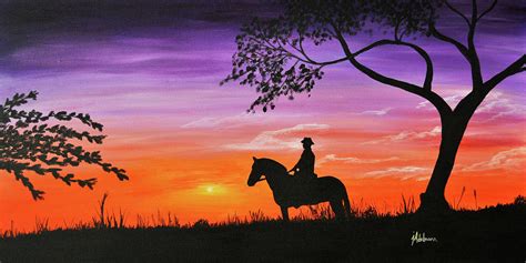 Cowboy Sunset Painting By Jessie Adelmann Fine Art America