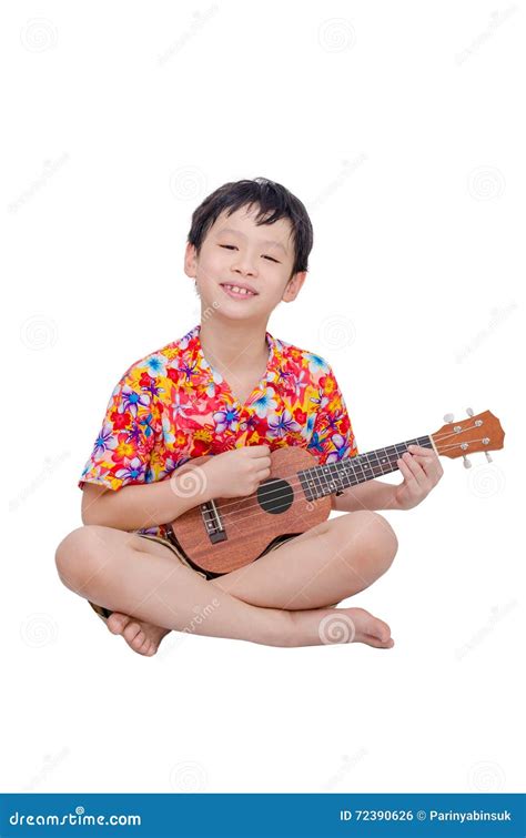 Young Boy With Ukulele Over White Stock Photo Image Of Funny Person