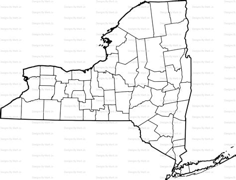 Printable New York Map Printable Ny County Map Digital Etsy Map Of
