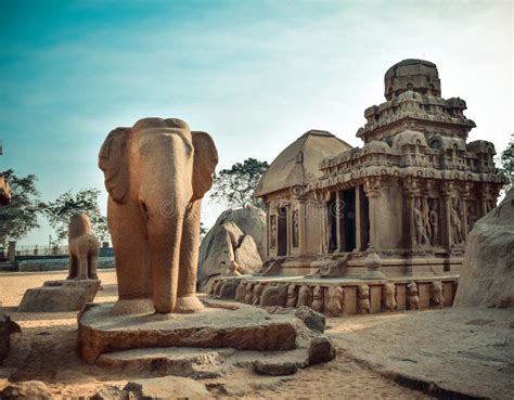 Exclusive Monolithic Elephant Five Rathas Or Panch Rathas Are Unesco