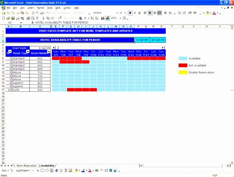 Booking Calendar Excel Templates Gambaran