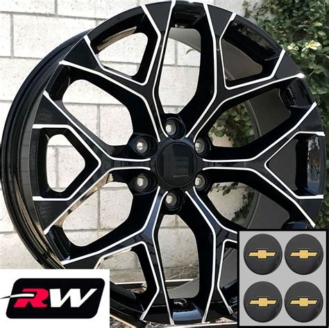 20 Inch Chevy Silverado 1500 Oe Replica Snowflake Wheels Black Milled